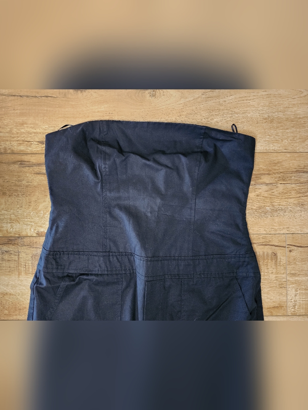 NWT Zara Tube Cargo Jumpsuit 100% Cotton Black Wide Leg L Strapless - Picture 6 of 16